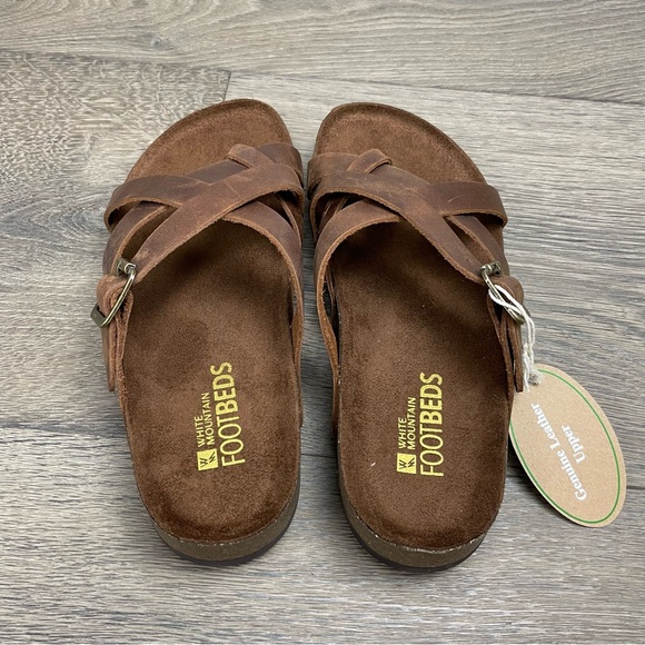 White Mountain Womens Hobo Leather Slip on Footbed Sandals. NIB Size 7 - Picture 7 of 13